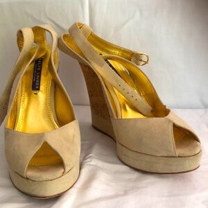 Beautiful Ralph Lauren Collection- Beige wedge heels - size 8